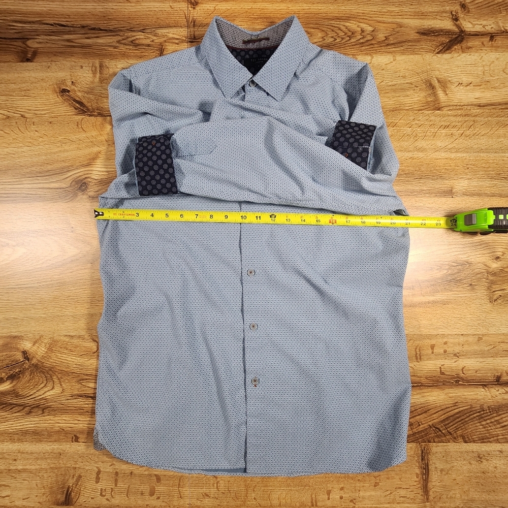 Ted Baker Men's Dense Geo Pattern Blue Casual Shirt, Size L - 4 Long Sleeves - Picture 4 of 15